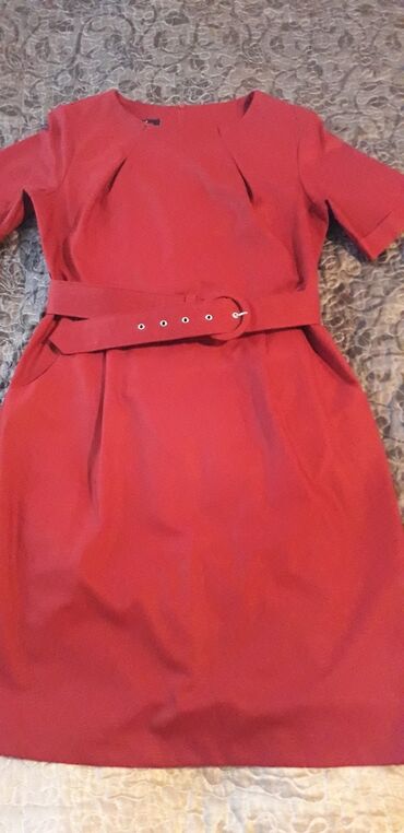бордовое платье рубашка: L (EU 40), цвет - Красный