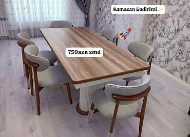 stul restoran: Yeni, Açılmayan, Dördbucaq masa, 6 stul — 1