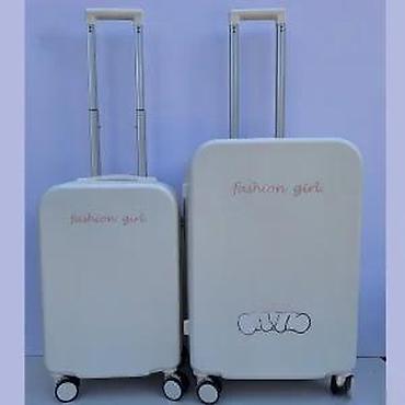 Putni koferi i torbe: Set kofera „Fashion girl” – 2 kom - Dizajn: krem-bela školjka sa roze — 14