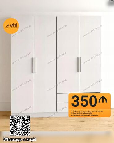 встроенный шкаф: Yeni, Açılan, 4 qapılı Düz dolab, Qarderob, paltar dolabı, Azərbaycan
