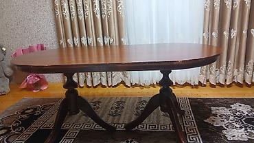 rəhbər stolu: Taxta yemək masası - Forma: oval üst - Material: bərk ağac, tünd — 5