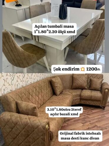 mebel destleri ve qiymetleri: Yeni, Divan, Masa və oturacaqlar