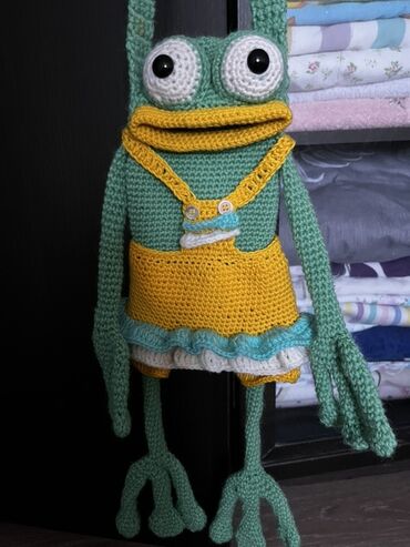 домашние тапочки зайчики: Вязаная игрушка «Лягушка в сарафане» - Ручная работа крючком в