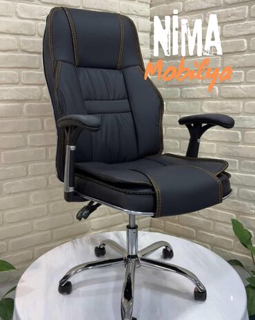 Ofis və oyun kresloları: Yeni, Təkərli, Qolları tənzimlənir, Dəri — 23