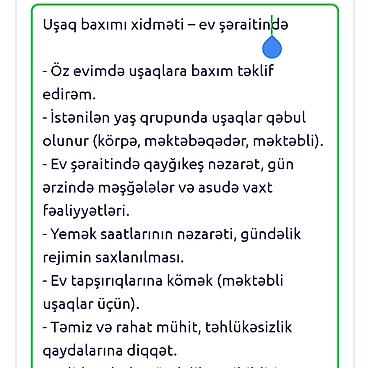 daye xirdalan: Uşaq baxımı xidməti – ev şəraitində - Öz evimdə uşaqlara baxım təklif — 2