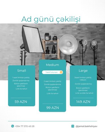 Digər ixtisaslar: Çəkilişlərə qeydiyyat davam edir. Ad günü Toy Nişan Xəstəxana çıxışı