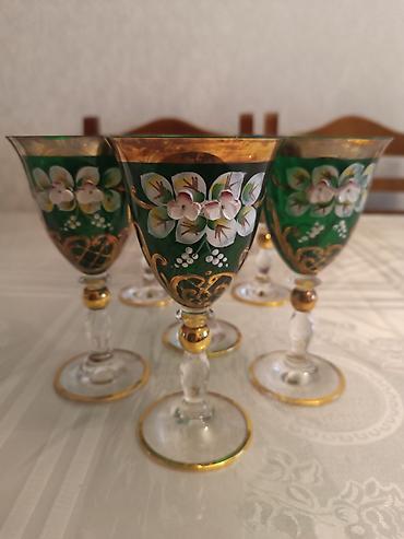 yeni il sufresi bezemek: Qədəhlər, rəng - Yaşıl, Şüşə, 6 ədədli dəst — 1