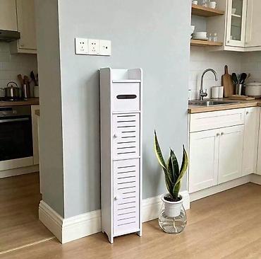 prekrivač ikea: Uski beli ormarić za kupatilo idealan za male prostore! Praktičan i — 1