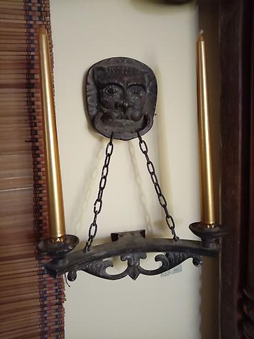 bayram şamları: Divar üçün metal şamdan - Material: tökmə metal (dəmir görünüşlü) — 1