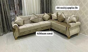 kunc dolablar: Künc divan dəsti - Material: yumşaq parça üzlük, dekorativ tikişli — 1