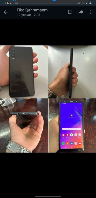 televizor samsung: Samsung Galaxy A7 2018, 64 GB, rəng - Qara