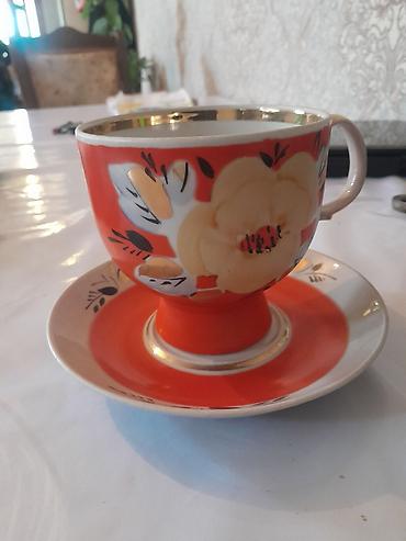 cay: Çay dəsti, rəng - Narıncı, Farfor — 2