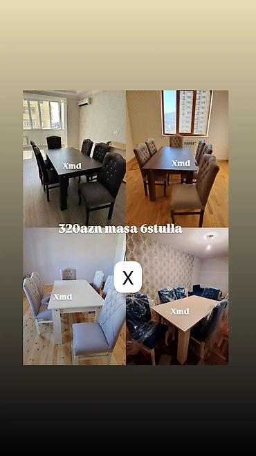 Məişət üçün yemək dəsti – masa + 6 stul - Komplekt: 1 masa və 6 ədəd