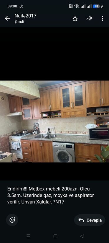 кухонная мебель в баку цены: Endirim!!! Metbex mebeli 200azn. Olcu 3.5sm. Uzerinde qaz, moyka ve