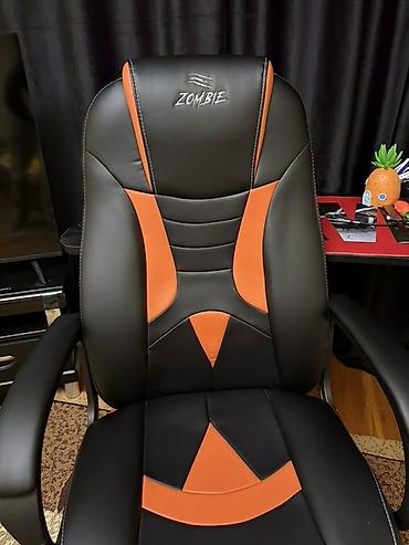 игровой компьютерный стол: Игровое кресло, Новый, С колесиками, цвет - Черный, Экокожа — 2
