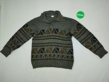 Bluzki: Sweter, S (36), wzór - Geometryczny, kolor - Szary