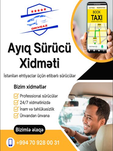 Sürücü-kuryerlər: Ayiq surucu xidmeti.Sifaris vere bilersiz. vakansiyada movcuddur
