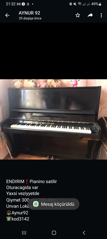 pianino satılır: Пианино