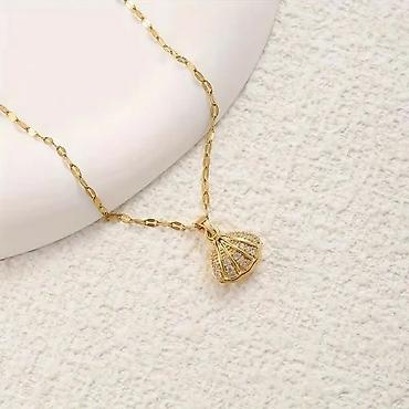 Ogrlice: Zlatna ogrlica sa medaljonom u obliku srca - Dizajn: srcasti medaljon — 10