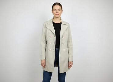 beżowy trencz i sukienka: SuperStar, Women`s coat, size S