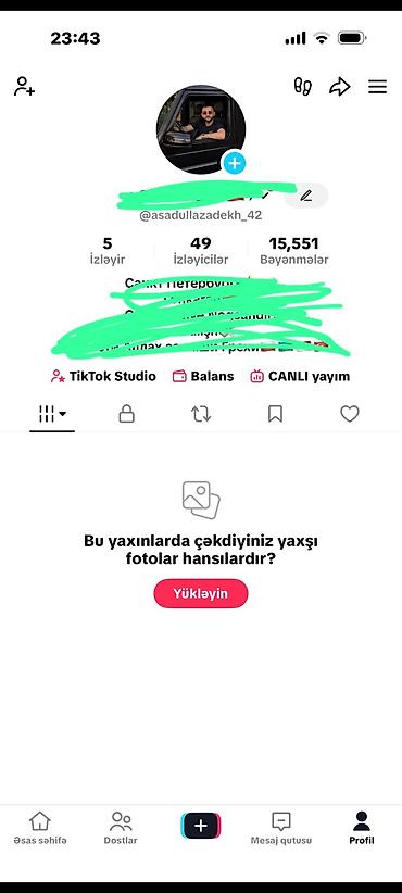 satici kassir: Hamıya Salam.30Level tiktok hesabı satılır.15min bəyənməsi var.Aktiv — 2