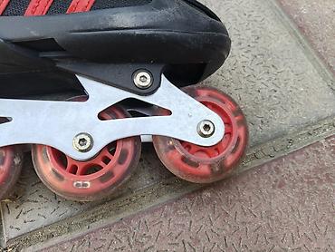Roliklər: Uşaq üçün inline konkiseti (roller skates) - Rəng: qırmızı/qara - 4 — 6