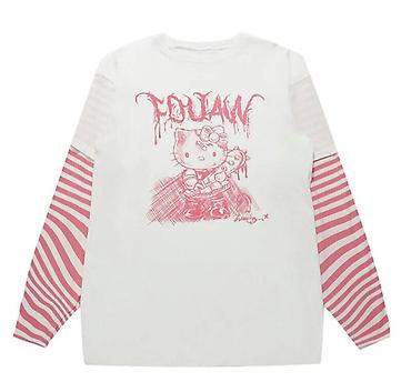 джог: Лонгслив с принтом в стиле kawaii-grunge - Модель: белый лонгслив с — 2