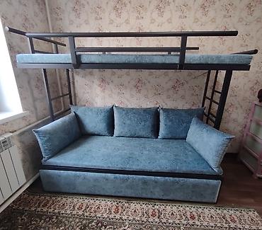 матрасы ортопе: Двухъярусная детская кровать, Новый, цвет - Синий — 1