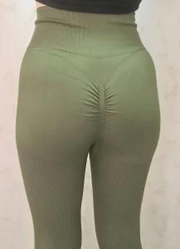 Helanke, biciklistički šortsevi: Ženske sportske helanke – maslinasto zelene - Visok struk sa širokim — 14