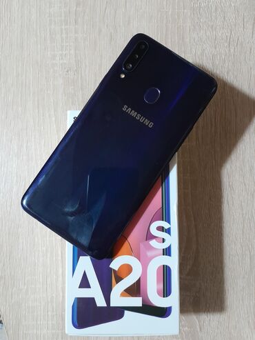telefonlar 32 s: Samsung A20s, 32 GB, rəng - Mavi, Sensor
