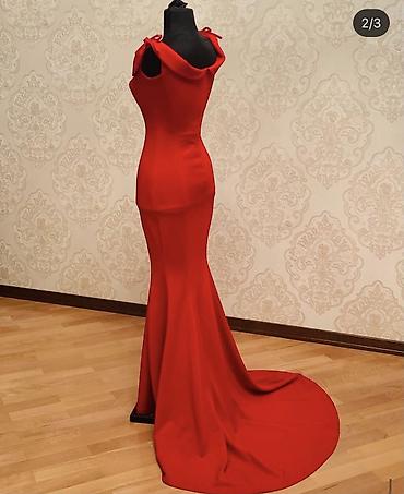 podium don: Qırmızı mərasim geyimi – mermaid kəsim - Rəng: parlaq qırmızı - — 3