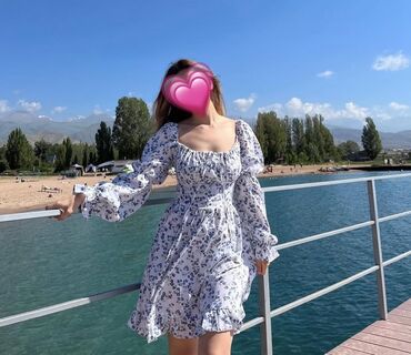 Повседневные платья: Повседневное платье, Лето, Короткая модель, Шифон, Крестьянка, S (EU 36)