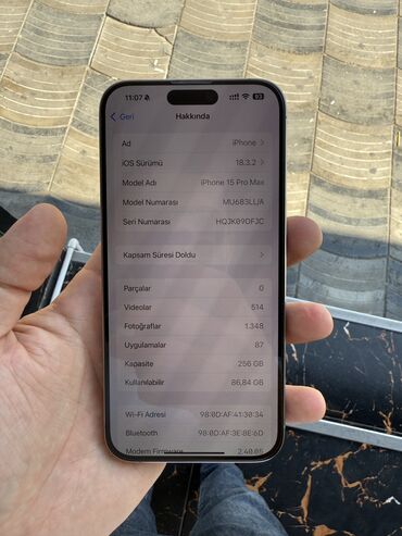 uguz telefon: IPhone 15 Pro Max, 256 GB, Natural Titanium, Simsiz şarj, Face ID