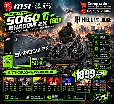 MSI GeForce RTX 5060 TI 16G SHADOW 2X OC PLUS – Yüksək səviyyəli oyun