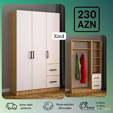 2 ci el dolab: Yeni, 3 qapılı, Siyirməli, Rəngli, Açılan, Düz dolab — 1
