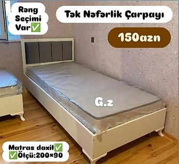 stol gence: Tək nəfərlik çarpayı – ölçü: 200×90 sm. Komplektə matras daxildir — 1