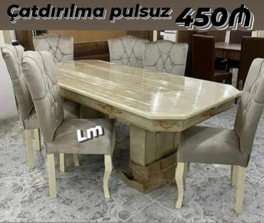 Комплекты столов и стульев: Для гостиной, Новый, Квадратный стол, 6 стульев, Азербайджан