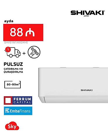 Kondisioner Shivaki, Yeni, 85-90 kv. m, Split sistem, Kredit var, Pulsuz quraşdırılma