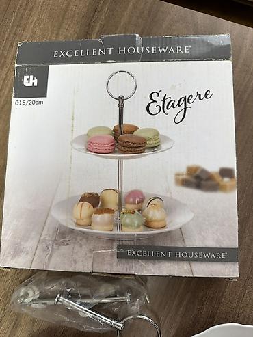 çaydan: Tort və şiriniyyat qabı, rəng - Ağ, Keramika — 1