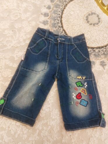 uşaqlar üçün qara şortlar: Uşaq üçün denim şalvar dəsti - 4 fərqli model: 1) Tünd mavi, yarı