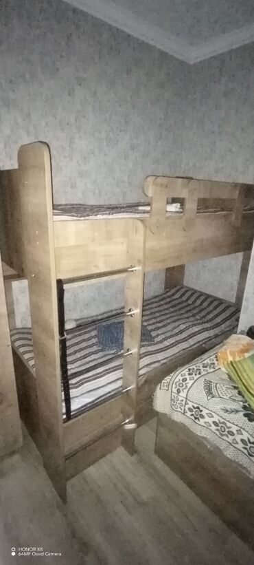Для девочки и мальчика, Кровать, С матрасом, Без выдвижных ящиков, Дерево