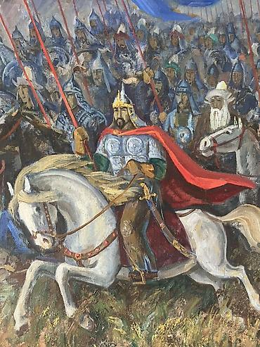одежда для животных: Картина “Манас 40 чоро” — оригинальная авторская живопись маслом на — 2