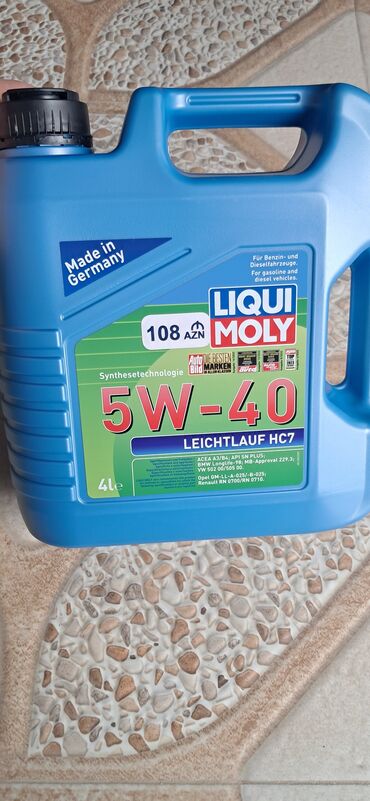 Mühərrik yağları: Almaniyada istehsal olunmuş Liqui Moly 5W-40 Leichtlauf HC7 mühərrik
