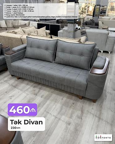 tek divan: Tək Divan – 230 sm - Rəng: Boz (digər rəng seçimi mümkündür – şəkildə — 1