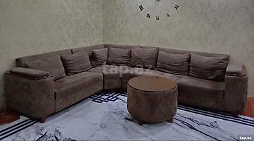 puflar: Künc divan dəsti - Forma: L-şəkilli künc divan - Rəng/material: Tünd — 2