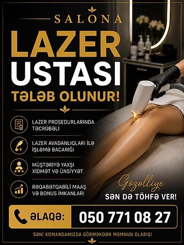 tarsovka ustası: Gözəllik salonu üçün vakansiyalar 1) Lazer ustası: - Lazer — 1