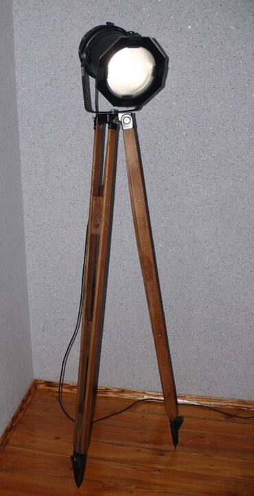 Освещение: Светильник, тренога, винтаж, лофт. Серебро (напольный выключатель)- — 3