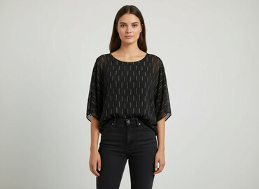 damska sukienka z mieszanki lnu bez rękawów z dekoltem w serek: Blind Date, Women's blouse, size S