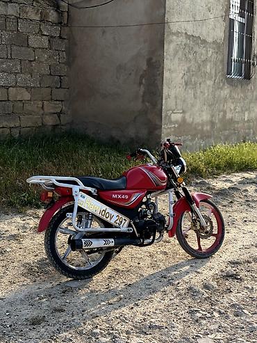 dort teker motosiklet: Qırmızı rəngli MX49 motosiklet - Model: MX49 (karbon örtüklü dekor — 1