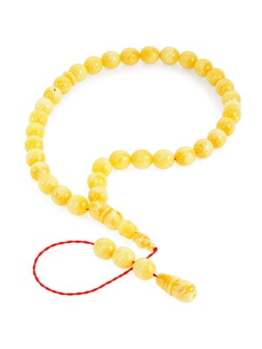 Təsbehlər: Süd rəngli kəhrəba muncuqlardan hazırlanmış təsbeh 100% təbii,bütöv — 11